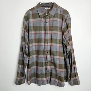 Carbon 2 Cobalt Shirt Mens XL Gray Olive Plaid Button Front Long Sleeve Gorpcore